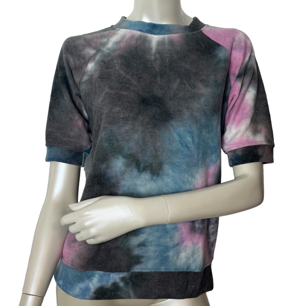 Amore All F..Y. Blue Pink Gray Tie Dye Inspired Short Sleeve Top - Picture 1 of 8